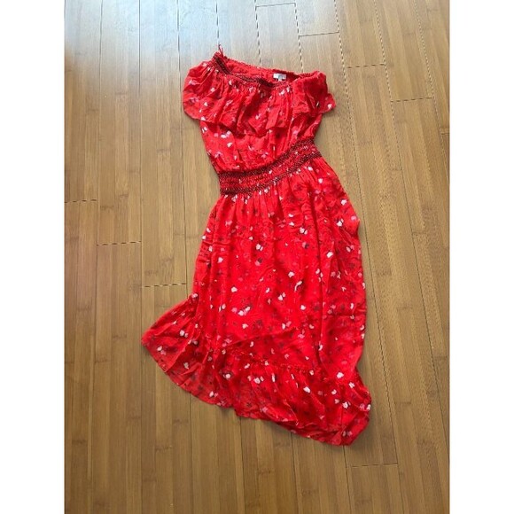 Joie Hafsa Off Shoulder Silk Red Dress - Women's XS - Picture 2 of 6